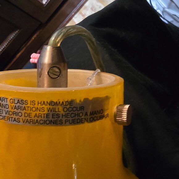 Vintage Murano?( style) Handcrafted Yellow Art Glass Pendant Light Fixture - Picture 5 of 9